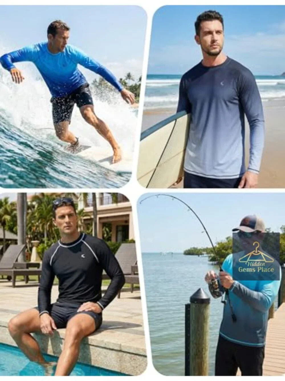 UPF 50+ Long Sleeve Rash Guard Swim Shirt Quick Dry 4-Way Stretch